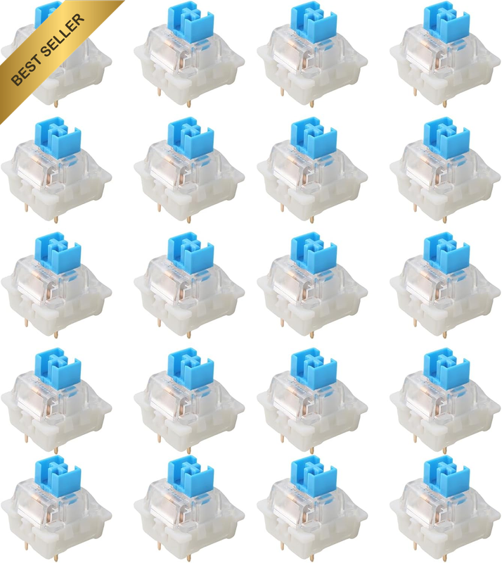 20 Pcs Blue Paragraph Switches - 3-Pin Silent Mechanical Keyboard Switches, 60G