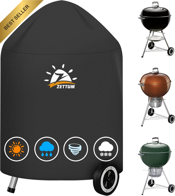 Kettle BBQ Cover for Weber 67 CM - 600D Charcoal Grill Cover for Barbecue, Heavy