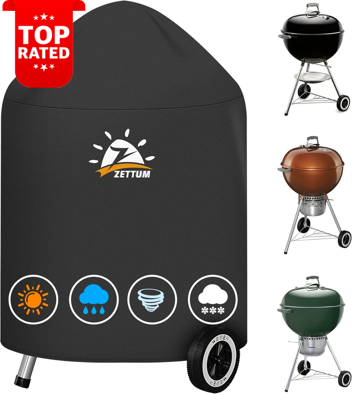 Weber 67cm Kettle BBQ Cover Heavy Duty Waterproof 600D Charcoal Grill Cover