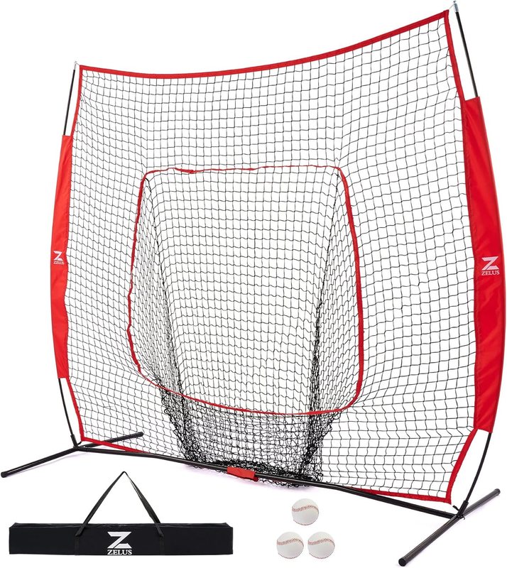 Baseball Net with Balls, 7x7ft Softball Training Equipment for Hitting and Pitch