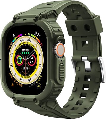 For Apple Watch Ultra 49mm (2022) Rugged Men Sport Band with Bumper Case Cover