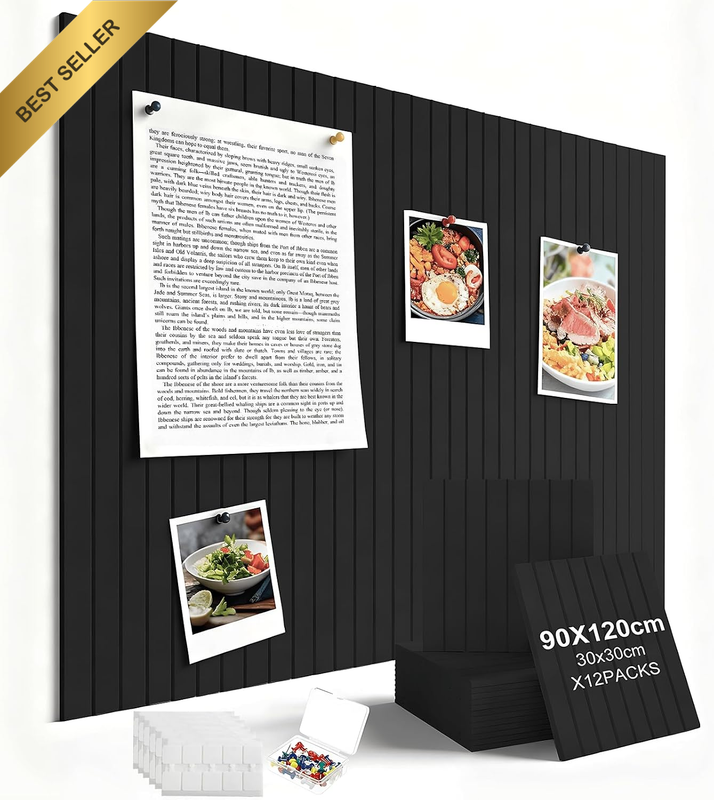 Large Cork Boards for Walls Alternative, 12 Pack with 60 Safe Removable Adhesive