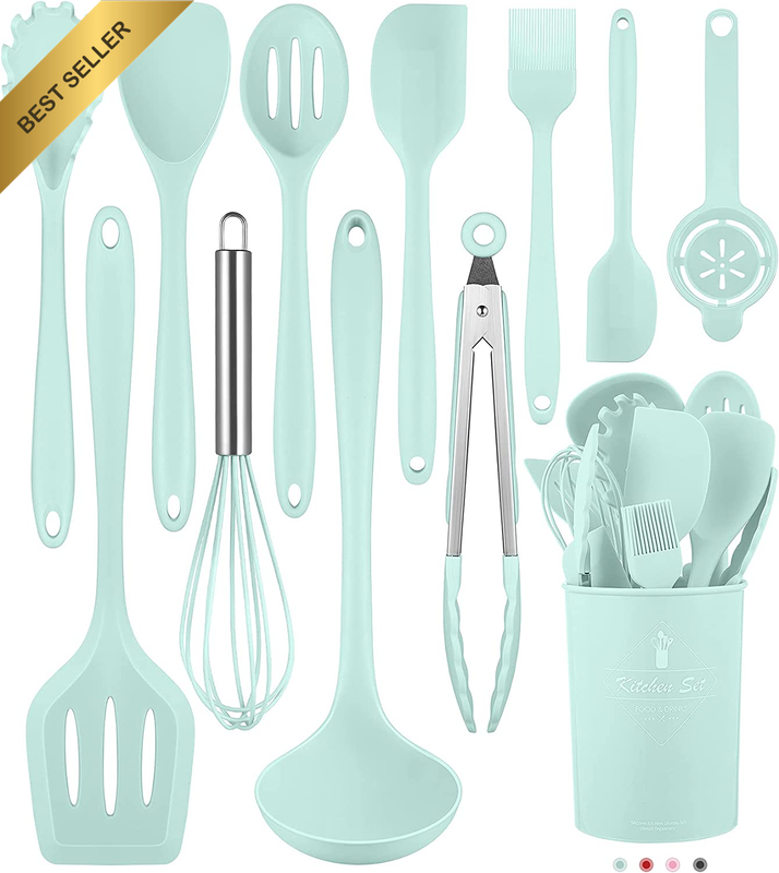 12PCS Silicone Cooking Utensil Set 392°F Heat Nonstick Spatula Holder