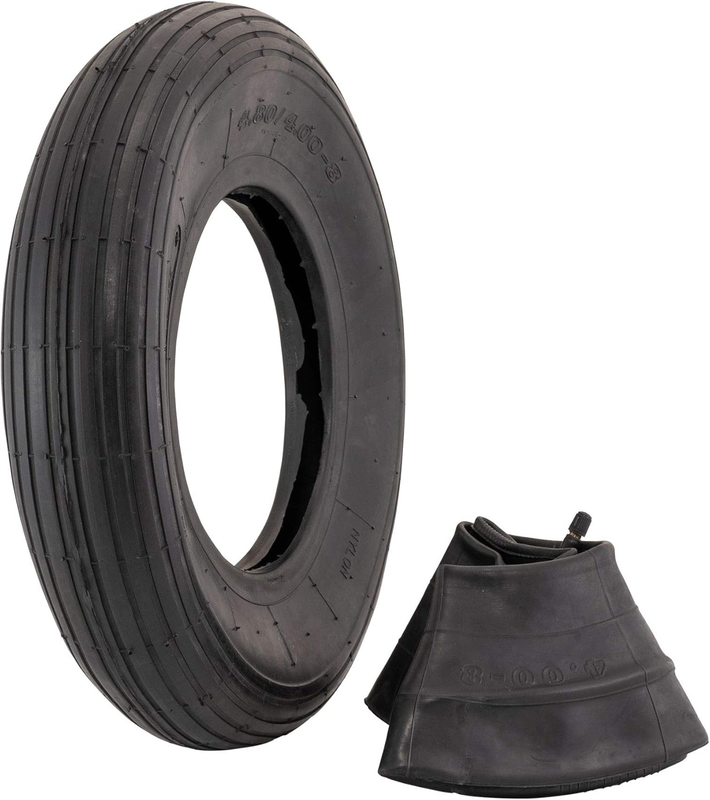Marathon 4.80/4.00-8" Ribbed Tread Replacement Pneumatic (Air-Filled) Tire and I