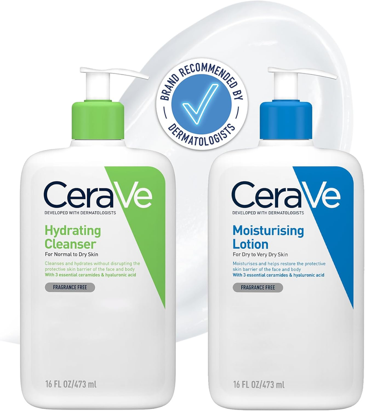 Cerave Hydrating Cleanser & Moisturizing Lotion Set for Dry Skin 473ml x2