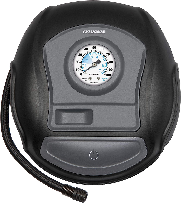 Basic Portable Tire Inflator - Analog Dial Gauge - 3 Piece Adapter Set for Sport