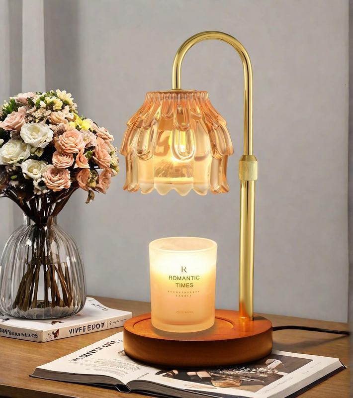 Candle Warmer Lamp Adjustable Timer - Electric Flower Glass Candles Warmers Adju