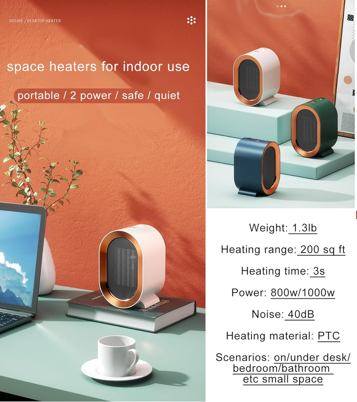 Electric Space Heaters for Indoor Use: Plug in Portable Small Room Personal Heat