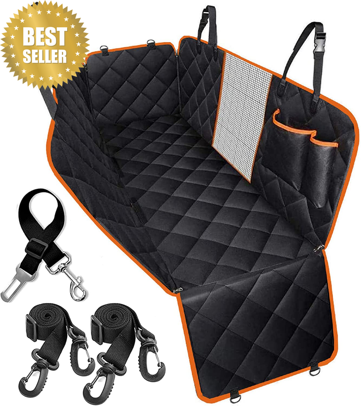 Dog Seat Cover, Waterproof Dog Car Seat Cover Back Seat Hammock with Mesh Visual