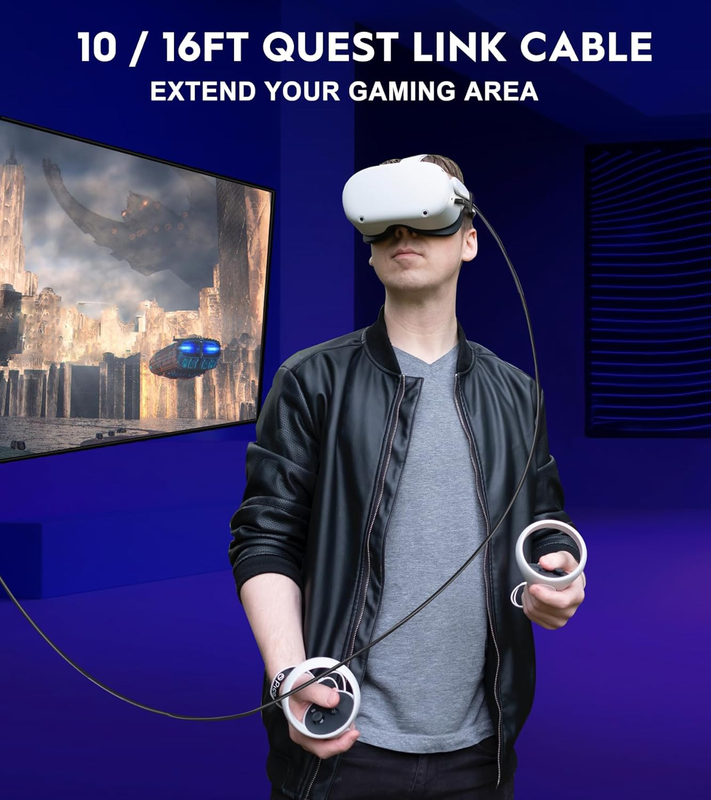 Link Cable 16FT for Meta Oculus Quest 3/2/Pro, High-Speed Data Transfer Charging