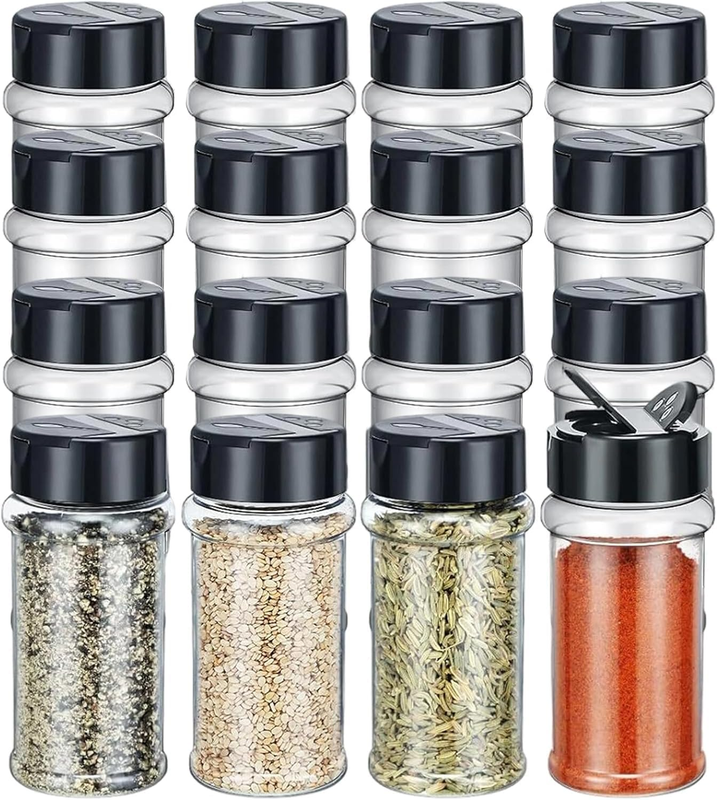 16 Pack 3.4Oz/100Ml Plastic Spice Bottles Set,Empty Seasoning Containers with Bl