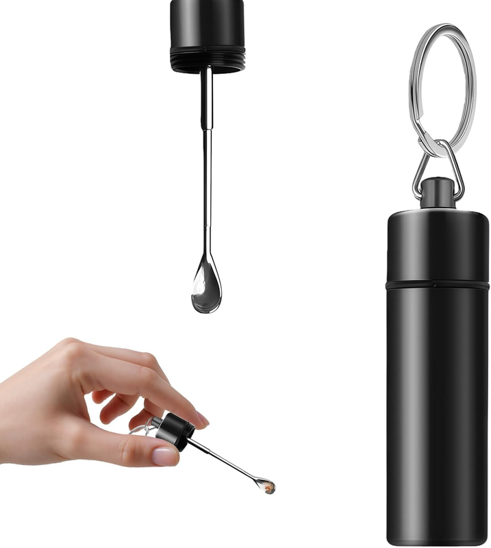 Snuff Button Sealed Bottle with Telescopic Scoop, Waterproof Portable Container