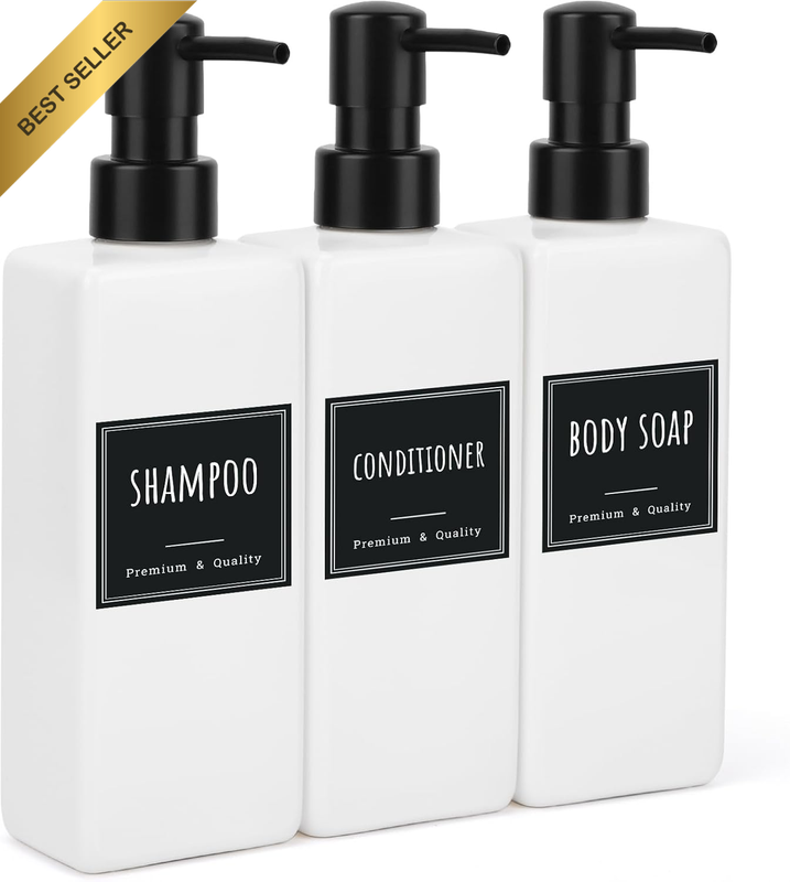 Shampoo Dispenser, 3Pcs 500Ml Hand Soap Dispenser, Pump Bottle Dispenser, Hand S