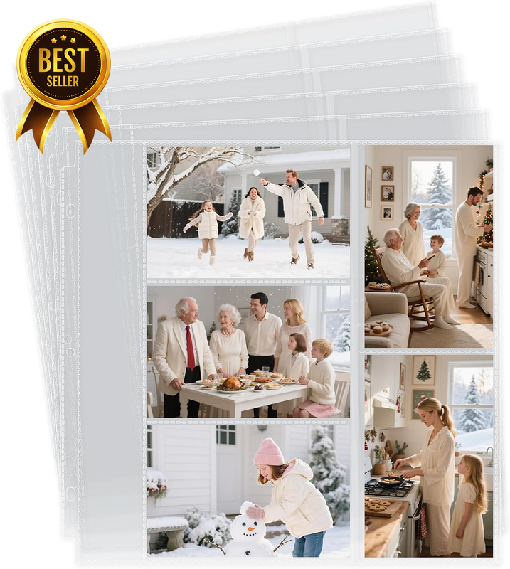 20-Sheet 12x12 Mixed 4x6 Acid-Free Photo Album Refill Pages for 3-Ring Binders
