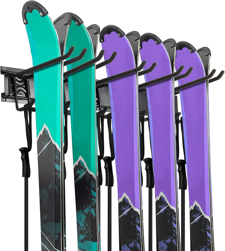 Ski Wall Rack, 5 Pairs of Snowboard Wall Storage Rack, Home and Garage Skiing St