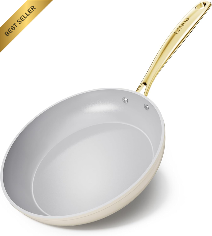 10 Inch Nonstick Frying Pan Skillet, Diamond-Titanium Ceramic Coating Healthy &