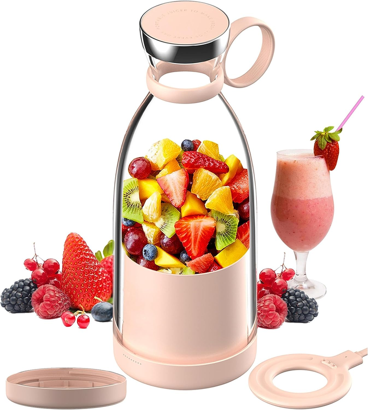 Personal Size Blender, Portable Blender, Battery Powered USB Blender (Pink)