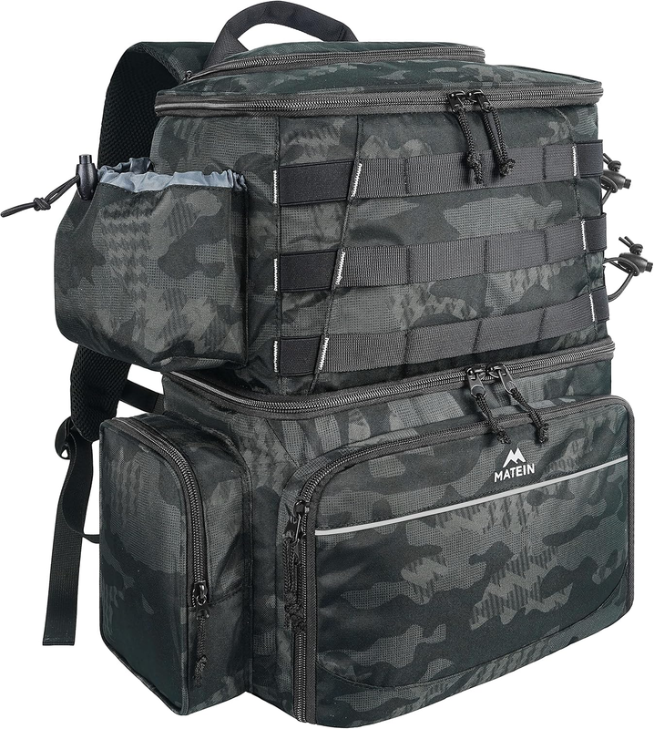 Fishing Tackle Backpack with Cooler, Large Fishing Bag with Rod Holders for 4 Tr