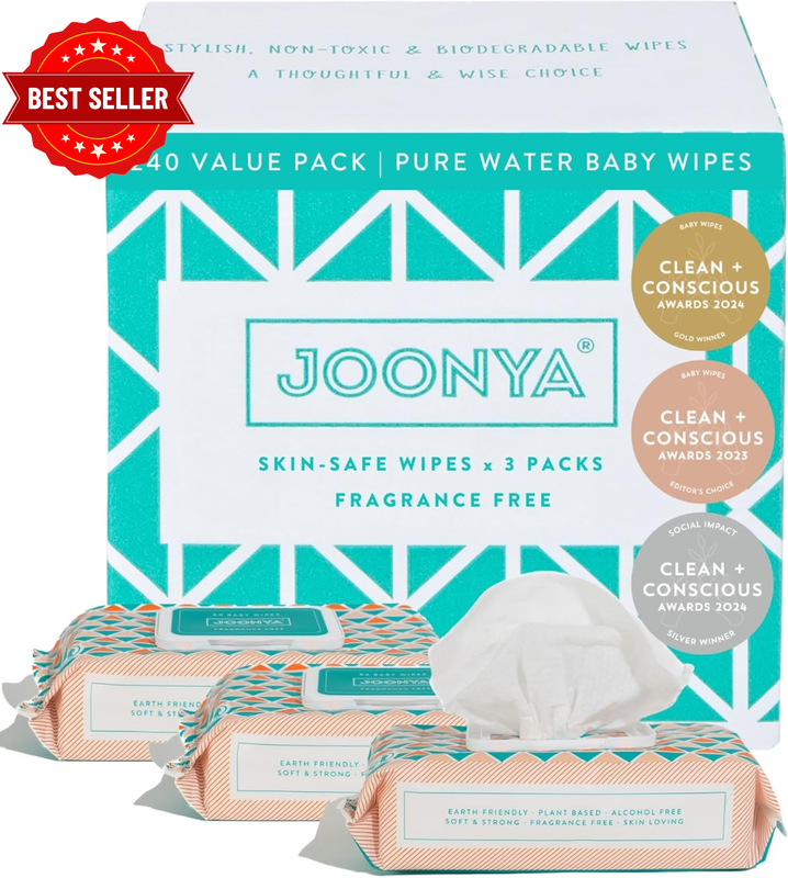 Baby Wipes - Non-Toxic & Biodegradable for Calm, Healthy Skin - Fragrance Free -