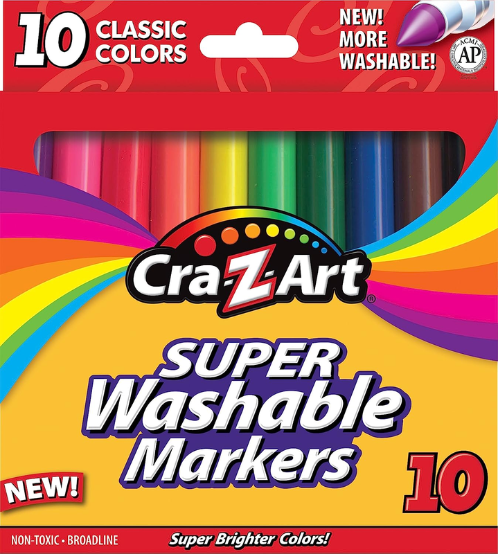 Classic Super Washable Markers, Broad Tip, Assorted Barrel, Assorted Ink, Pack o