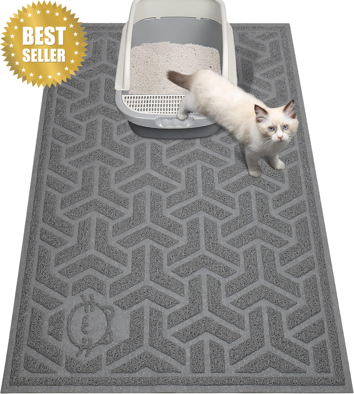 Cat Litter Mat, Litter Trapping Mat Soft on Kitty Paws, Large Litter Box Mat 35"