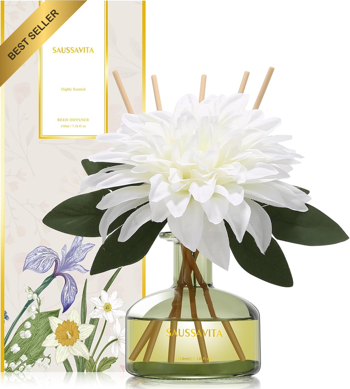 Flowers Reed Diffuser Set for 120 Days, Unfettered Dew Scented Diffuser with 7 S