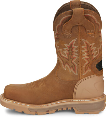 Pre-owned Justin Boots Justin 11in Ct Wp Eh Mens Rust Montana Leather Work Boots
