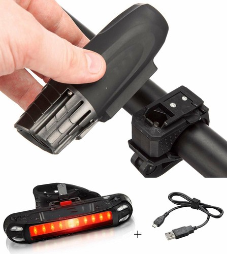 LED Fahrradlampen Set Fahrradbeleuchtung Fahrradlicht COB mit 18650 Akku USB DE