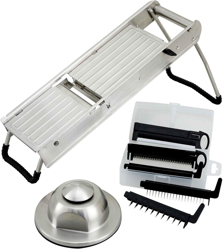 Winware Stainless Steel Mandoline Slicer Set with Hand Guard