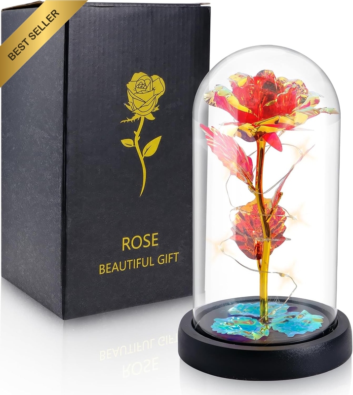 Forever Rose Flower Lamp for Women, Preserved Rose Her, Romantic Birthday Gift,