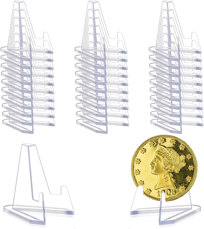 Pack of 25 Card Stands, Coin Holder, Card Stand Mini, Plate Stand, Acrylic Stand