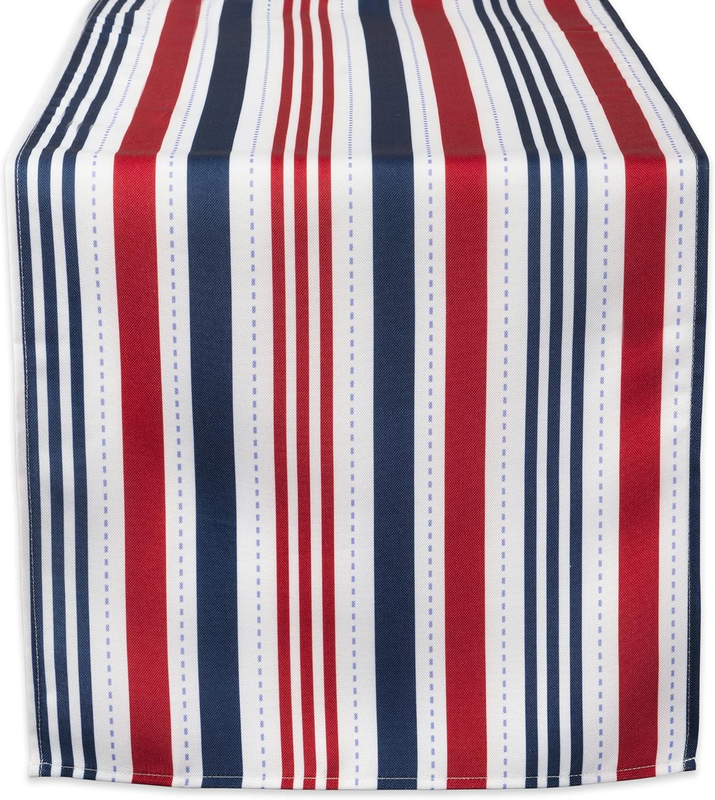 Patriotic Stripes Tabletop Collection, Stain Resistant & Waterproof, Table Runne