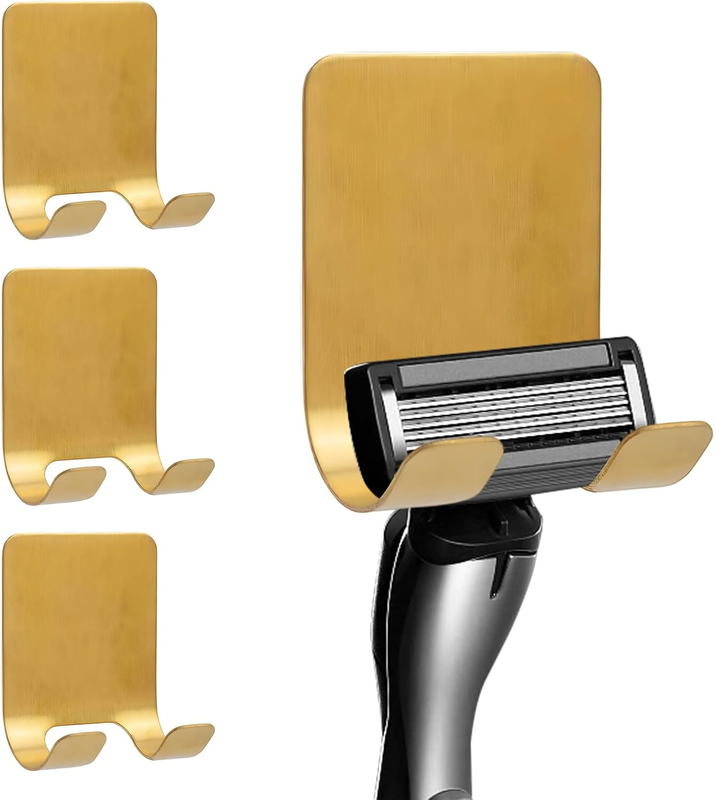 4-Pack Self-Adhesive Waterproof Hooks - Heavy-Duty Metal Razor Holder for Shower