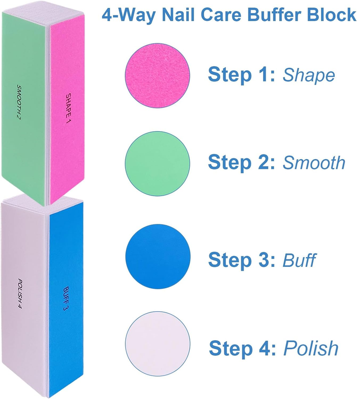 4 Way Nail Buffer Block (6 pcs), Nail Shine Buffers Blocks Files for Natural and