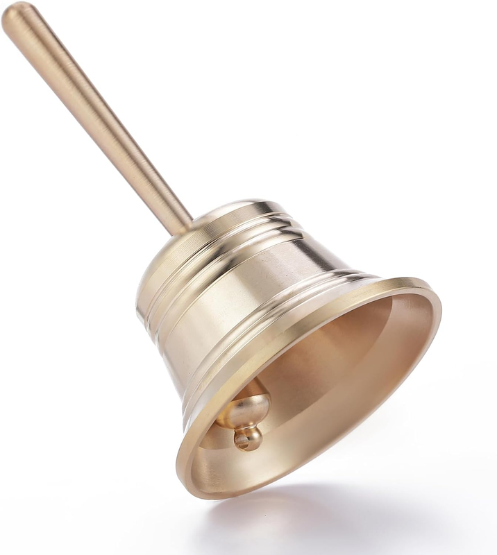 Small Solid Brass Hand Call Bell for Seniors, Bedside,Teacher and Bedridden, Wed