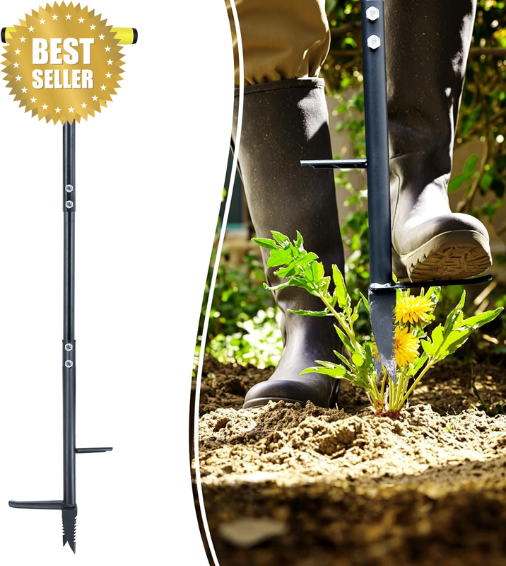 Weed Remover Tool 39’’, Weed Puller Root Remover with Thick Steel Claw, Long Han
