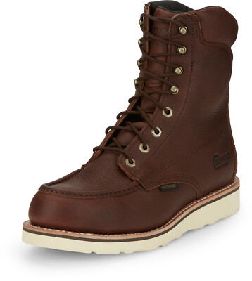 Pre-owned Chippewa Mens Edge Walker 8in Waterproof Wedge Briar Haystack Leather Work Boots