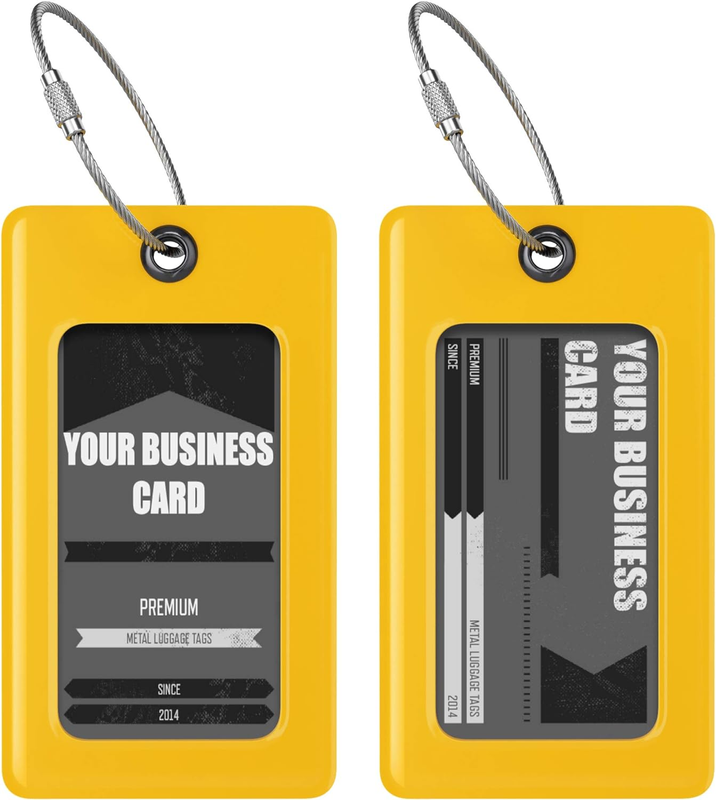 Luggage Tags Business Card Holder by TUFFTAAG - Durable Travel ID Bag Tag, Secur