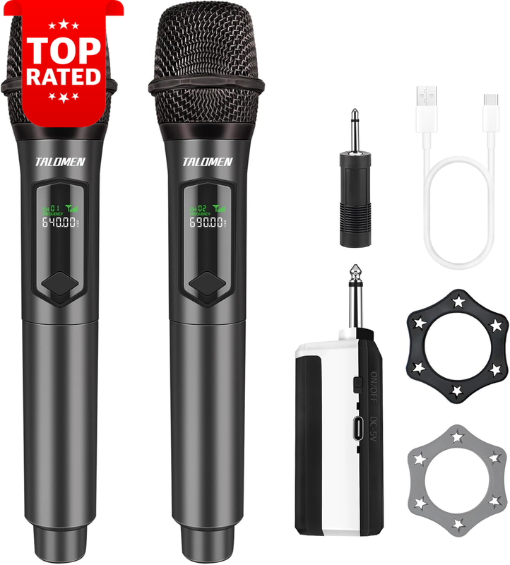 2.4G Wireless Handheld Microphone System with Rechargeable Receiver Karaoke