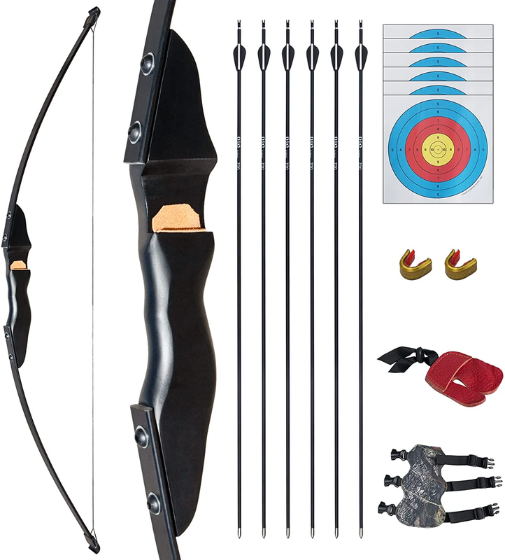 Archery Recurve Bow and Arrows Set for Adults Wooden 35 Lbs Archery Bow Set for