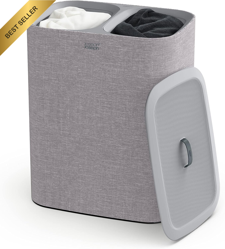 Tota 90-Litre Laundry Washing Separation Basket with Handles and Lid, Grey
