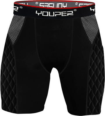 Youth Elite Compression Padded Sliding Shorts W/Cup Pocket for Baseball,  Footbal