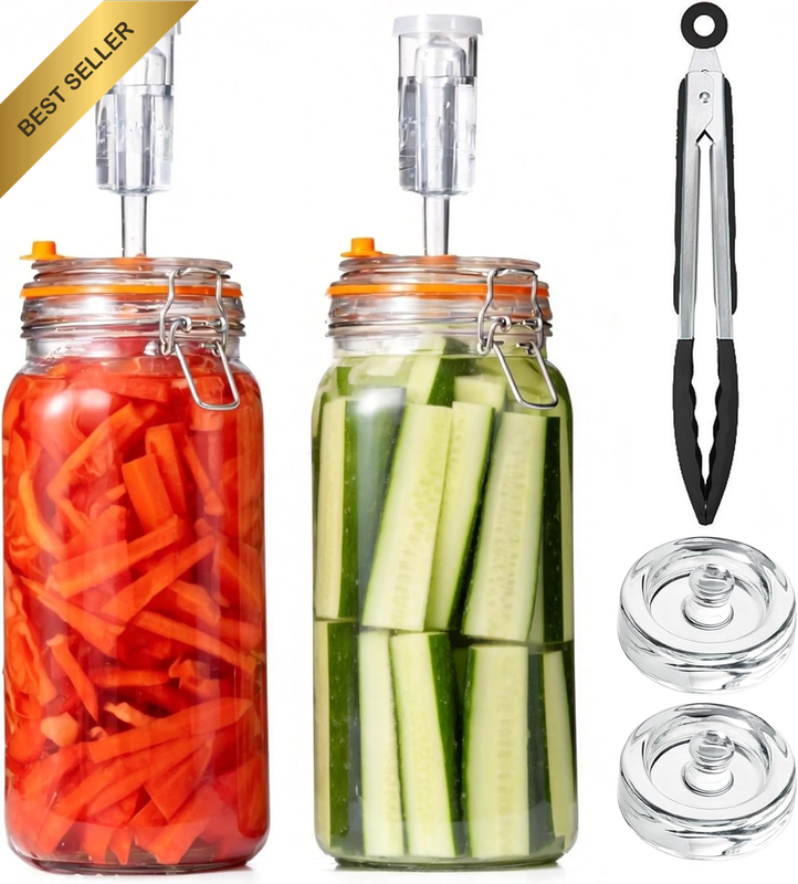 Fermentation Kit 2 Pack 2L Glass Fermentation Jar with 2 Airtight Lids, 2 Airloc