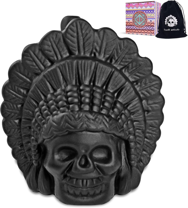 Aztec Death Whistle 125dB+ Loudest Scream Sound - Black Skull War
