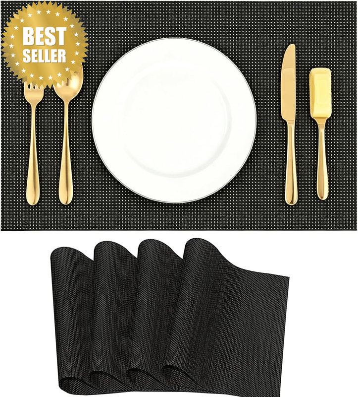 U10SIL 4Pack PVC Woven Table Mat Waterproof Placemats – Heat & Scratch Resistant