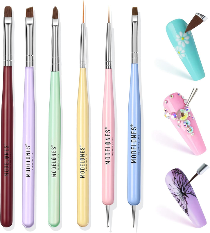Nail Art Brushes Set, Nail Art Design Pen Painting Tools with Nail Extension Gel