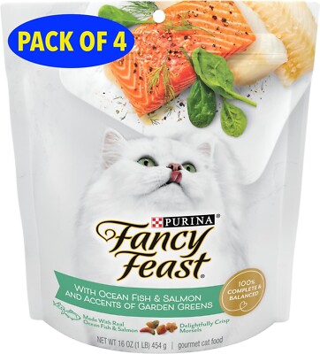 Purina Fancy Feast Dry Cat Food with Ocean Fish and Salmon 4 PACK, 1 LB EACH BAG