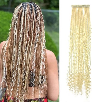 Dsoar Boho Clip in Hair Extensions 22 Inch Curly Ended Locs Soft Handmade Dread