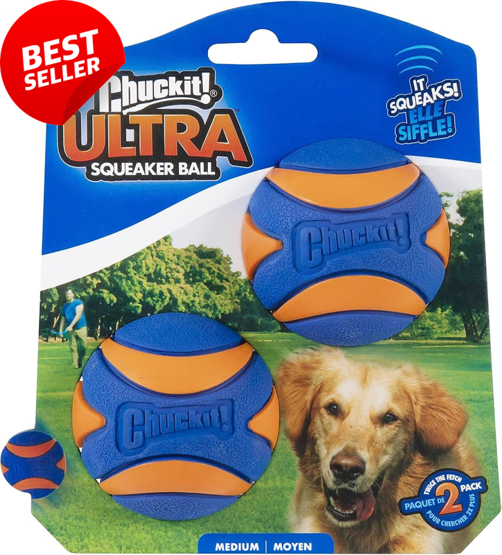 33068 Ultra Squeaker, 2-Pack, Blue & Orange, Medium