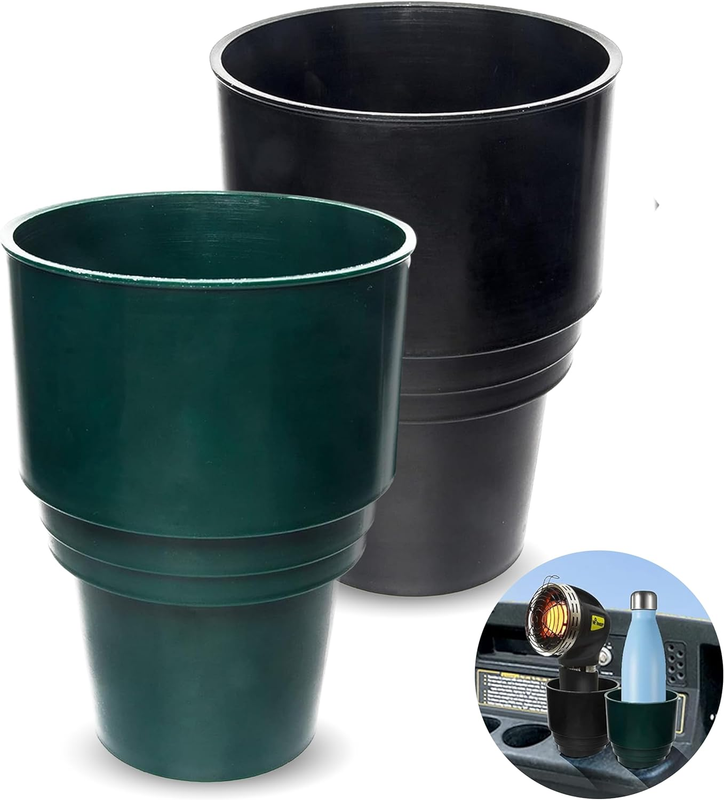 (2 Pack, 16.4 Oz, Black & Green) Golf Cart Cup Holder Insert